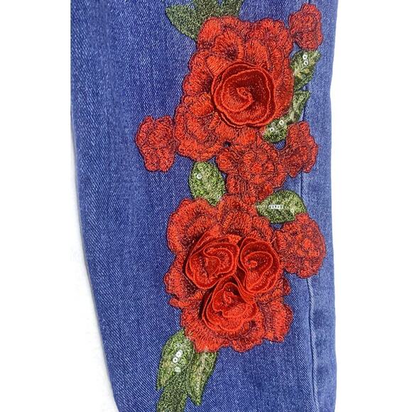Boston Proper Jeans Girls Size 16 Embellished With Red Roses - Picture 4 of 9